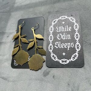 While Odin Sleeps Rose Silhouette Earrings